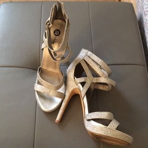 Silver glitter heels